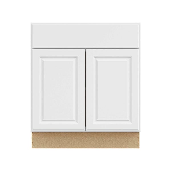 Hampton Bay 30 in. W x 24 in. D x 34.5 in. H Assembled Raised Panel Base Cabinet, Satin White
