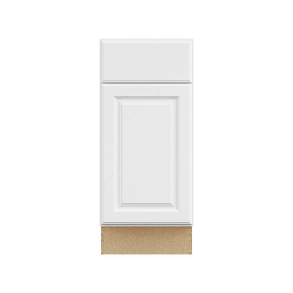 Hampton Bay 15 in. W x 24 in. D x 34.5 in. H Assembled Raised Panel Base Cabinet, Satin White