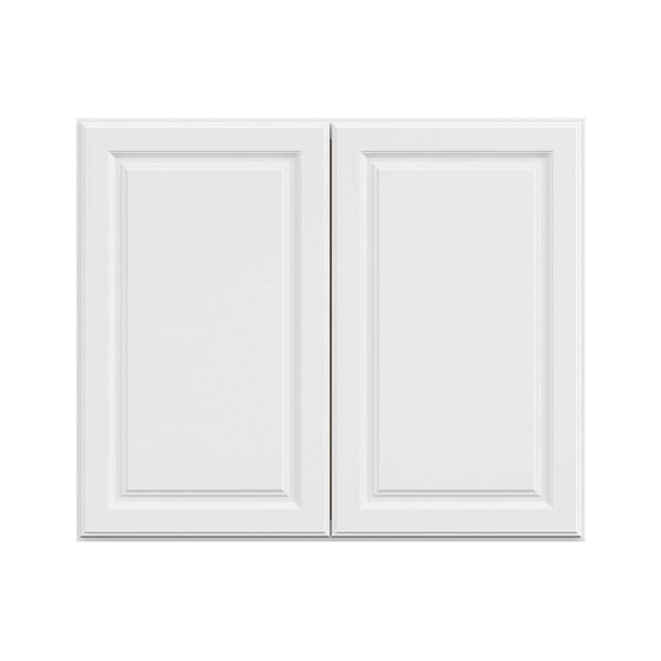 Hampton Bay 36 in. W x 12 in. D x 30 in. H Assembled Raised Panel Wall Cabinet, Satin White