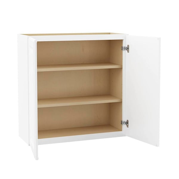 Hampton Bay 30 in. W x 12 in. D x 30 in. H Assembled Raised Panel Wall Cabinet, Satin White