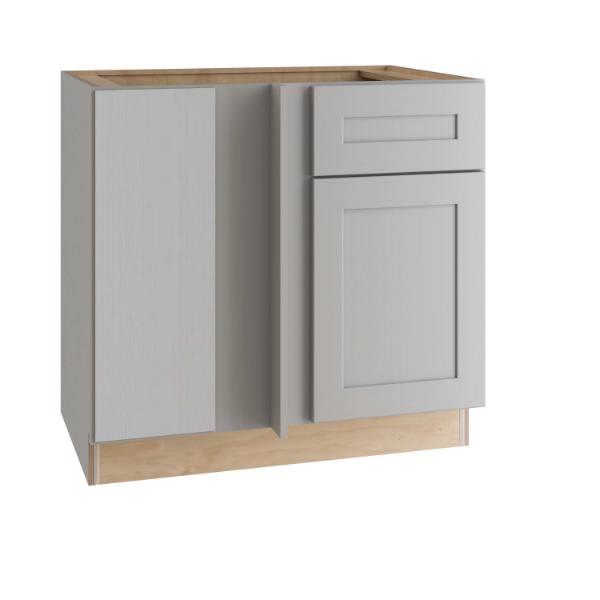 Express Shaker Veiled Gray Assembled Plywood Blind Base Corner Kitchen Cabinet 42 In.w X 34.5 In. H X 24 In. D LH