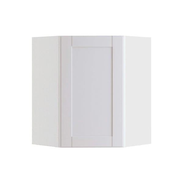 Express Shaker 20 In W X 12 In D X 30 In H Assembled Plywood Corner Diagonal Kitchen Cabinet In Vesper White Left