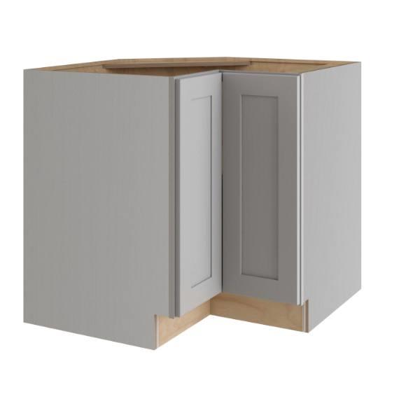 Express Shaker 36 In W X 24 In D X 34.5 In H Assembled Plywood Corner Lazy Susan Kitchen Cabinet In Veiled Gray Right