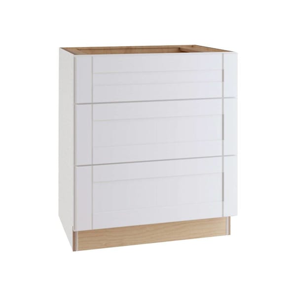 Express Shaker 30 In W X 24 In D X 34.5 In H Assembled Plywood Base Kitchen Cabinet In Vesper White With Drawers
