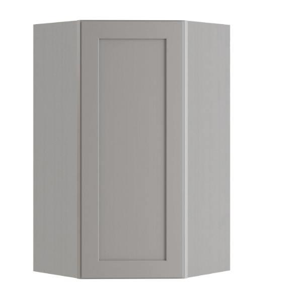 Express Shaker 20 In W X 12 In D X 42 In H Assembled Plywood Corner Diagonal Kitchen Cabinet In Veiled Gray Left