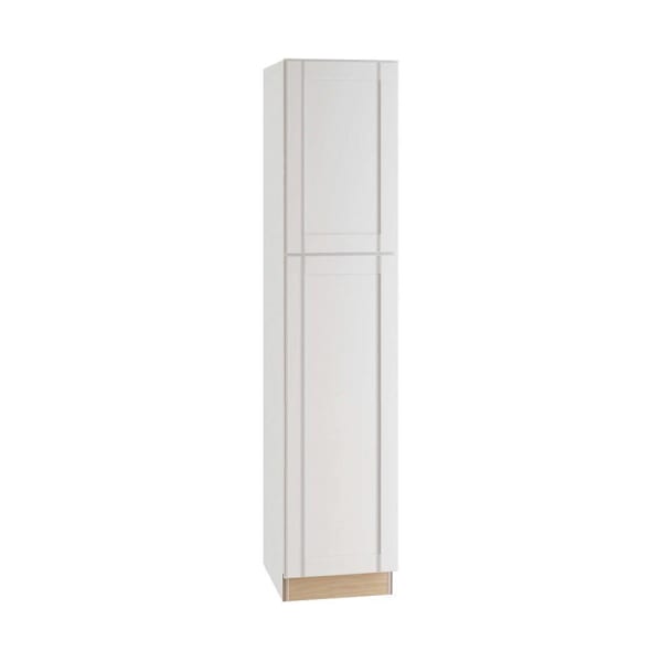 Express Shaker 18 In W X 24 In D X 90 In H Assembled Plywood Pantry Kitchen Cabinet In Vesper White With Soft Close Left