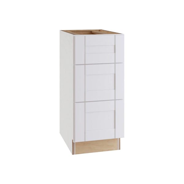 Express Shaker Vesper White Plywood Assembled Base Drawer Kitchen Cabinet 15 In. W X 34.5 In. H X 24 In. D W/ Soft Close