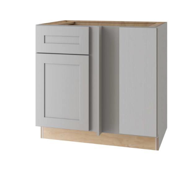 Express Shaker Veiled Gray Assembled PlywoodBlind Base Corner Kitchen Cabinet 42 In. W X 34.5 In. H X 24 In.d RH