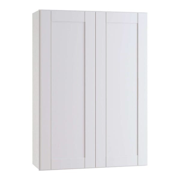 Express Shaker 33 In W X 12 In D X 15 In H Assembled Plywood Wall Bridge Kitchen Cabinet In Vesper White With Soft Close