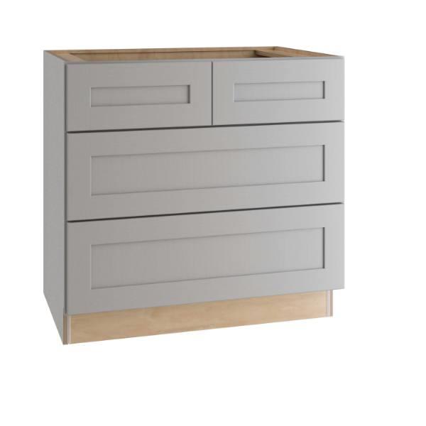 Express Shaker 36 In W X 24 In D X 34.5 In H Assembled Plywood Base Kitchen Cabinet In Veiled Gray With Drawers