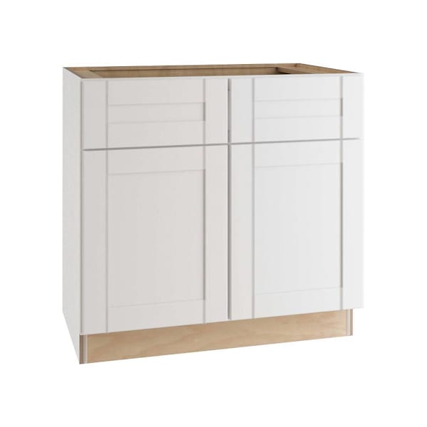 Express Shaker 36 In W X 24 In D X 34.5 In H Assembled Plywood Base Kitchen Cabinet In Vesper White With Drawers