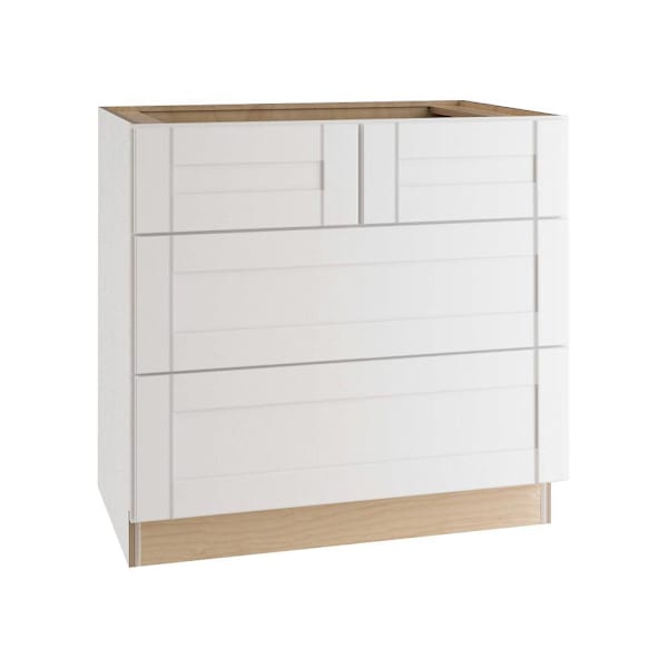 Express Shaker Vesper White Plywood Assembled Base Drawer Kitchen Cabinet 36 In.w X 24 In. D X 34.5 In. H With Softclose