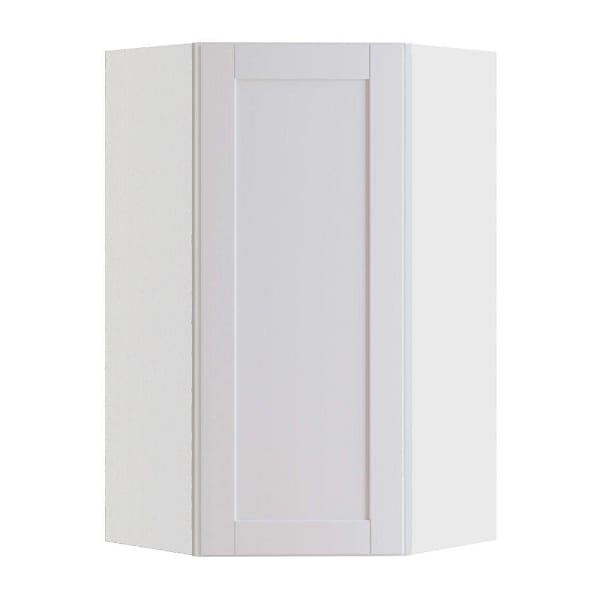 Express Shaker 20 In W X 12 In D X 42 In H Assembled Plywood Corner Diagonal Kitchen Cabinet In Vesper White Left