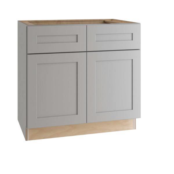 Express Shaker 33 In W X 21 In D X 34.5 In H Assembled Plywood Bath Sink Base Kitchen Cabinet In Veiled Gray