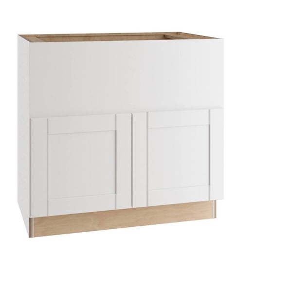 Express Shaker 36 In W X 24 In D X 34.5 In H Assembled Plywood Sink Base Kitchen Cabinet In Vesper White With Soft Close