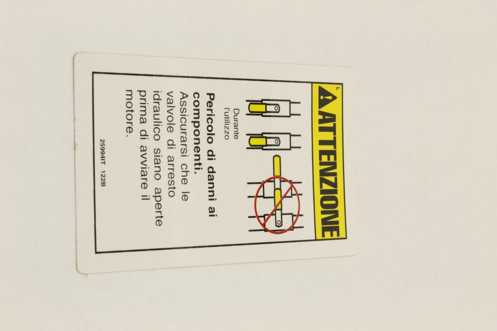 Genie Part # 25994ITGT – Decal, Caution, Comp. Damage Hazd