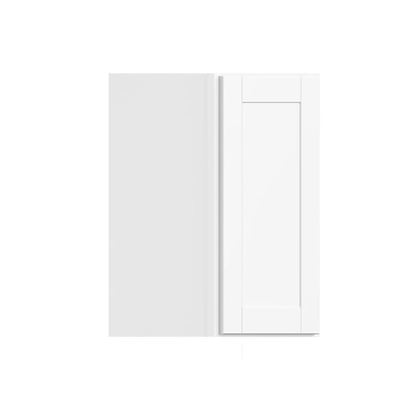 Hampton Bay Shaker 24 in. W x 12 in. D x 30 in. H Assembled Corner Wall Cabinet, Satin White
