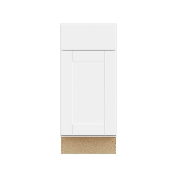 Hampton Bay Shaker 15 in. W x 24 in. D x 34.5 in. H Assembled Base Cabinet, Satin White