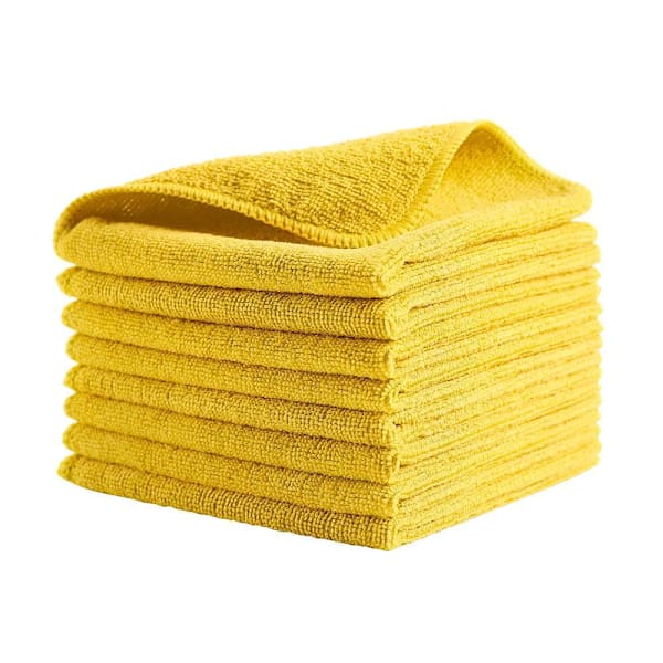 Rubbermaid Commercial Microfiber Light-Duty Yellow Cleaning Cloth, 12" X 12", Package Of 24