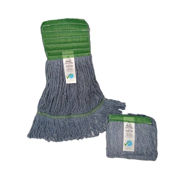 ABCO Small Blended Looped Mop, 5" Headband, 16 Oz., Blue, Green Seal Certified