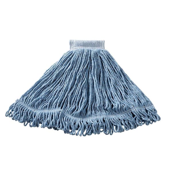 Rubbermaid Commercial Super Stitch 24 Oz. Cotton Blend Wet Mop Head, Looped-End, 5 In. Headband, Blue