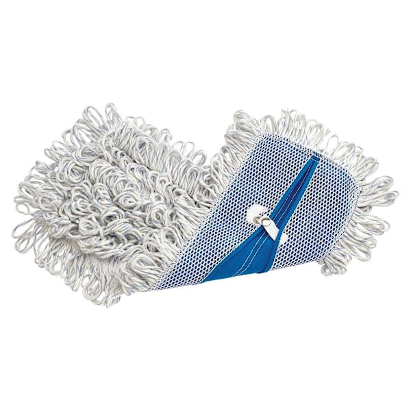 Rubbermaid Commercial 18 In. Microfiber Looped Fringe Finish Pad, White And Blue