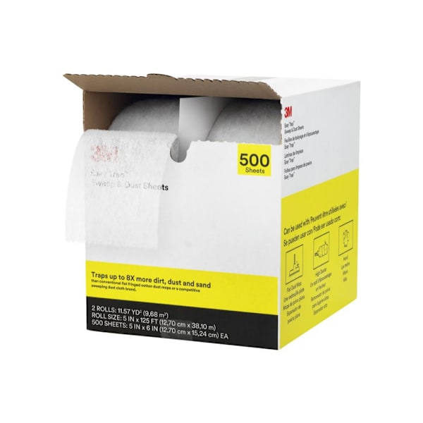 3M Easy Trap Sweep & Dust Sheets, 55655W, 5 in x 6 in, 250 Sheets/Roll, 2 Rolls
