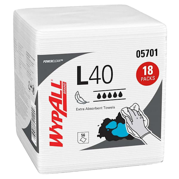 Wypall Powerclean L40 1/4 Fold Cleaning Towels, Case Of 18