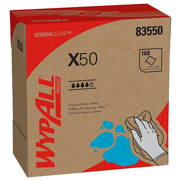 Wypall Generalclean X50 Pop-Up Box Cleaning Cloths, Case Of 10