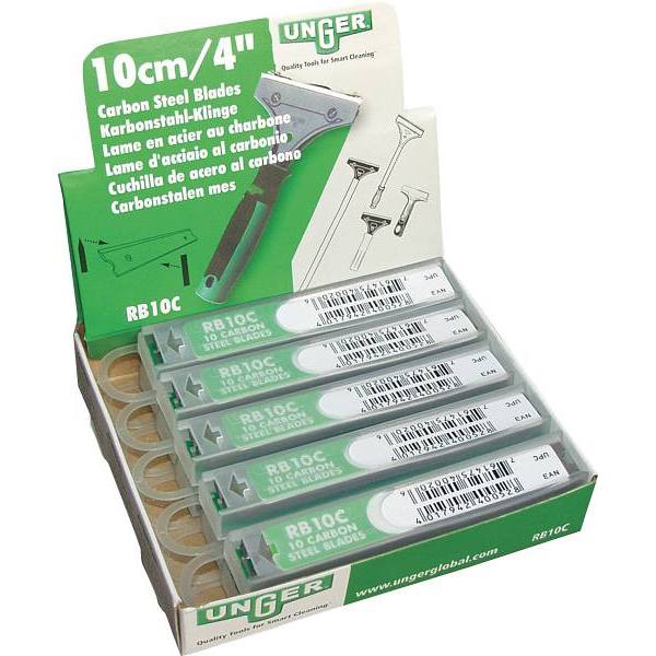 Unger 4 " Carbon Steel Blades Replacement Scraper, Package Of 10