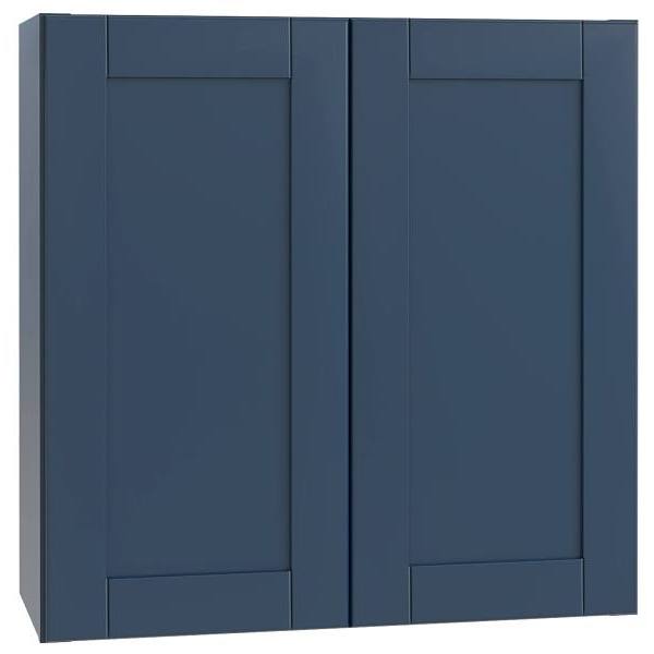 Mill'S Pride Richmond Shaker Ready To Assemble Wall Cabinet Double, Valencia Blue, 36"X30"X12"