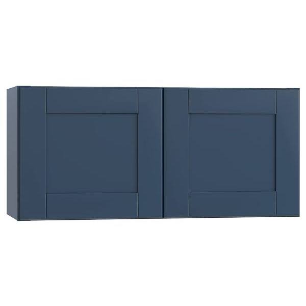 Mill'S Pride Richmond Shaker Ready To Assemble Wall Cabinet Double, Valencia Blue, 36"X18"X12"