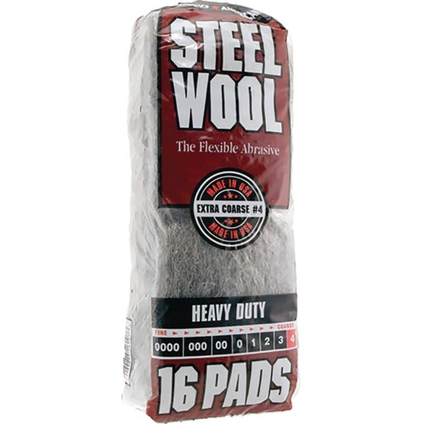 Rhodes American 106607-06 Grade 4 Steel Wool 16 Pad Poly Sleeve, Case Of 96