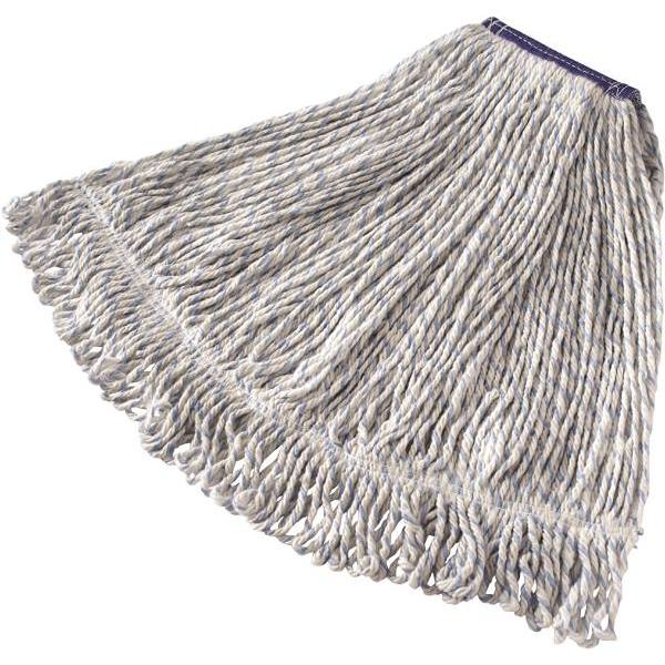 Rubbermaid Commercial Super Stitch 24 Oz. Polyester Wet Mop Head, Looped-End, 1 In. Headband, White