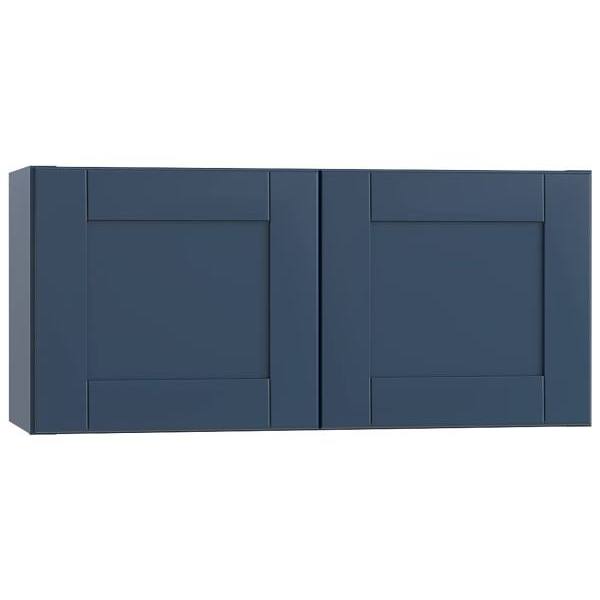 Mill'S Pride Richmond Shaker Ready To Assemble Wall Cabinet Double, Valencia Blue, 24"X18"X12"