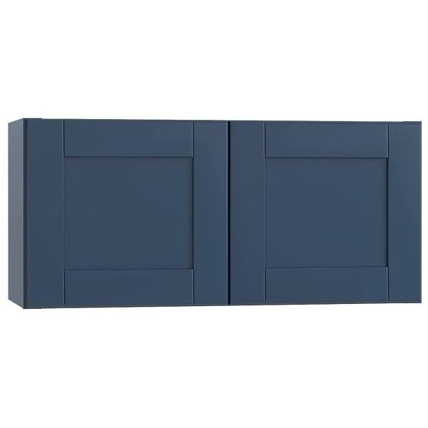 Mill'S Pride Richmond Shaker Ready To Assemble Wall Cabinet Double, Valencia Blue, 36"X12"X12"