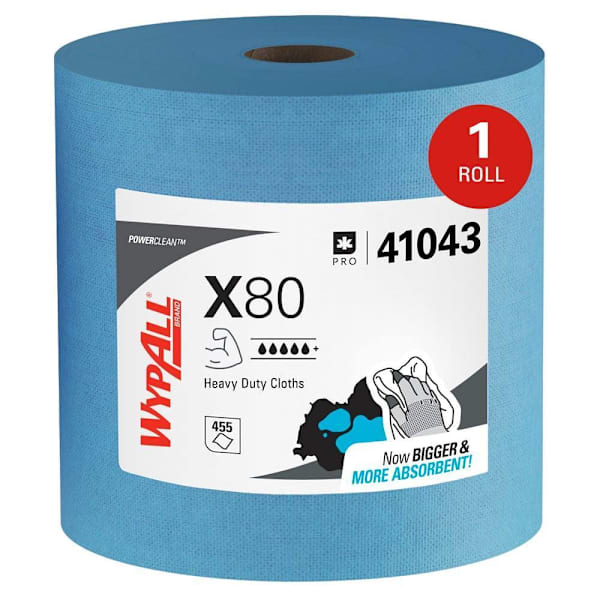 Wypall Powerclean X80 Blue Heavy Duty Cloths, Case Of 455
