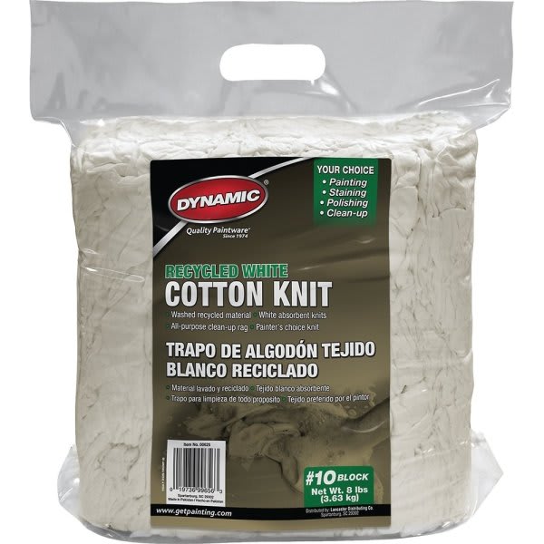 Merit Pro Dynamic 00625 #10 8 Lb Block Recycled White Cotton Knit Wiping Cloth
