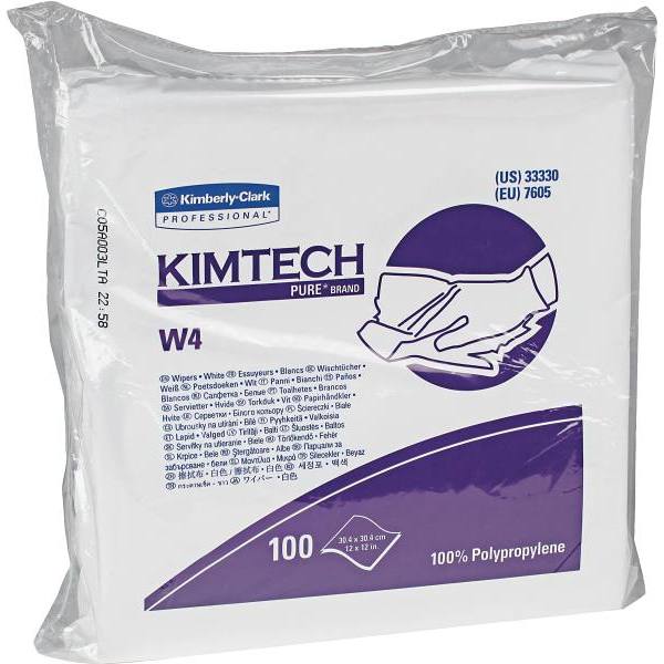 Kimtech Anti-Static Double Bag Pure W4 Critical Task Wipers, White, Case Of 15