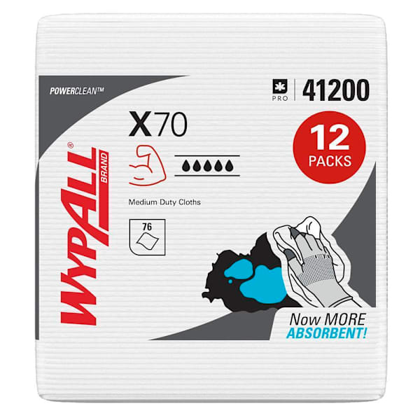 Wypall Powerclean X70 Medium Duty Cloths, Case Of 12