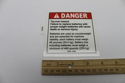 Genie Part # 29794GT – Decal, Danger, Replace Batteries