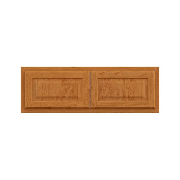 Hampton Bay 36 in. W x 12 in. D x 12 in. H Assembled Raised Panel Wall Bridge Cabinet, Medium Oak