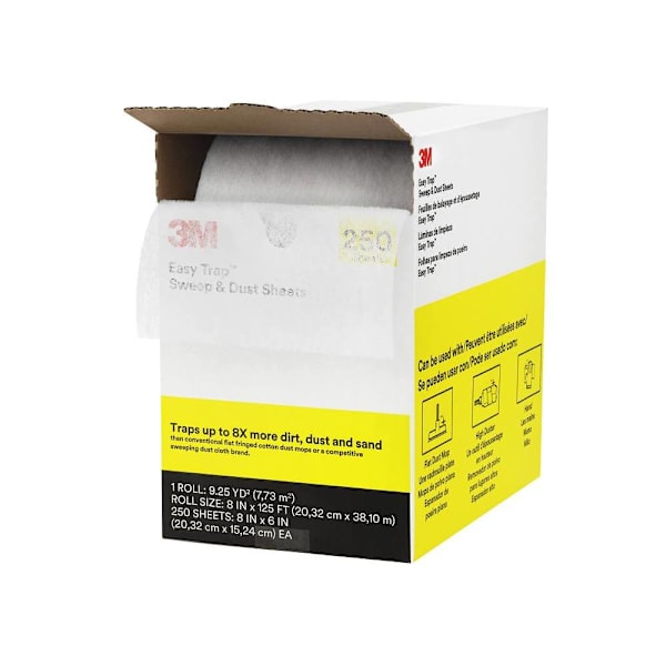 3M Easy Trap Sweep & Dust Sheets, 55654W, 8 in x 6 in, 250 Sheets/Roll, 1 Roll