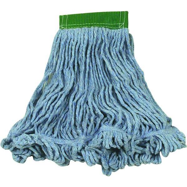 Rubbermaid Commercial Super Stitch 20 Oz. Cotton Blend Wet Mop Head, Looped-End, 5 In. Headband, Blue