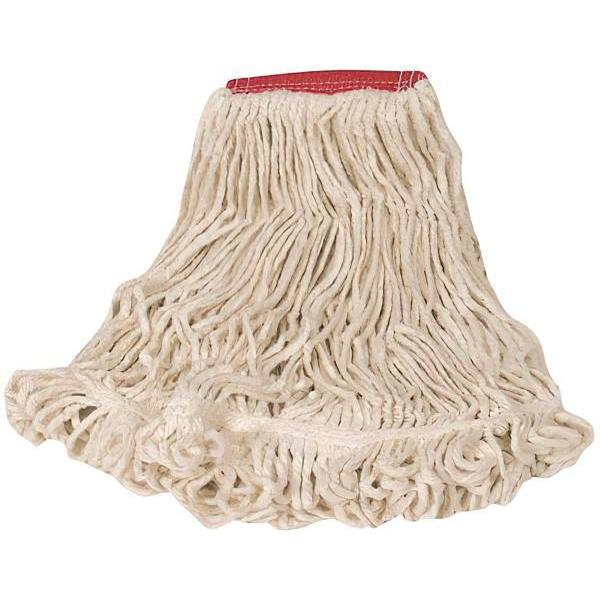 Rubbermaid Commercial Super Stitch 24 Oz. Cotton Blend Wet Mop Head, Looped-End, 1 In. Headband, White