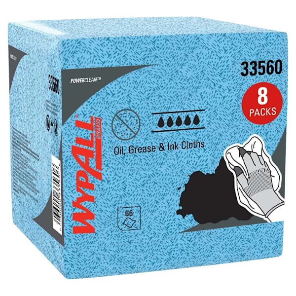 WypAll Lint Free 1/4-Fold Grease And Ink Towels,case Of 8