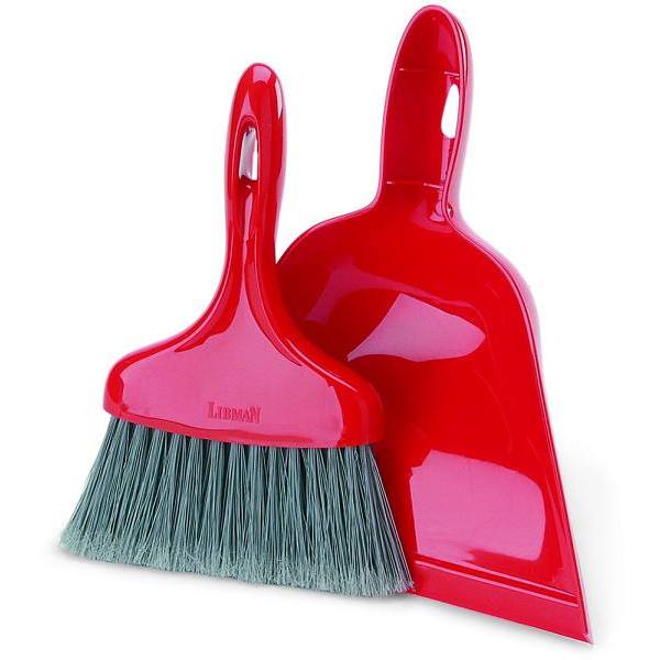 Libman 10 In. Red Dust Pan W/ Whisk Broom (6-Case)
