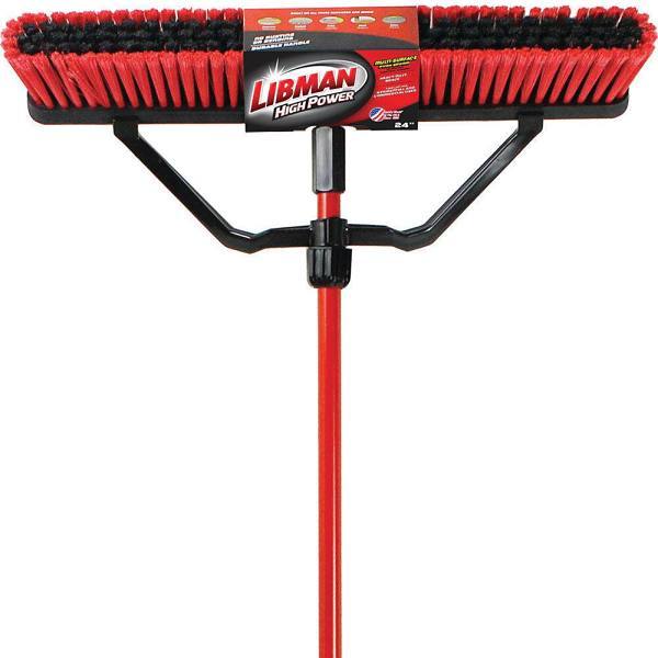 Libman 24 In. Multi-Surface Push Broom Set With Brace And Handle (3-Case)