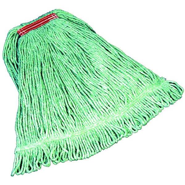 Rubbermaid Commercial Super Stitch Blended Green Medium Wet Mop W/ 1 In. Headband
