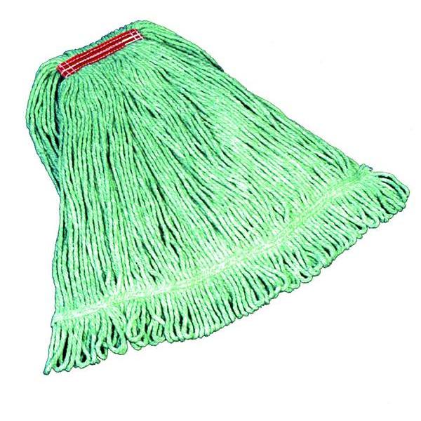 Rubbermaid Commercial Super Stitch 24 Oz. Cotton Blend Wet Mop Head, Looped-End, 1 In. Headband, Green